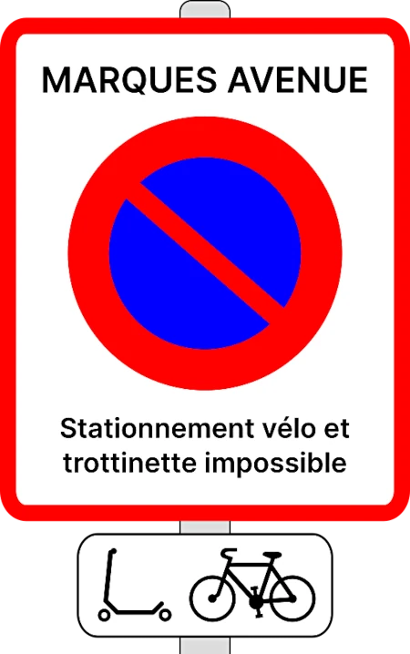 panneau stationnement impossible pour les vélos et trottinettes